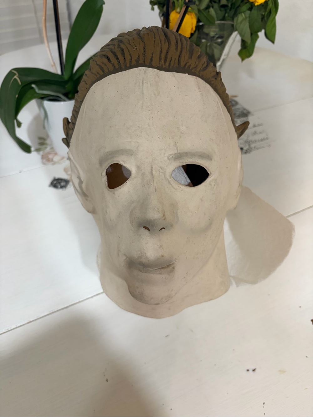 Classic Halloween Michael Myers Horror Mask - Flesh Tone with Brown Hair